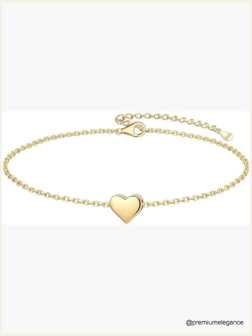 Dainty Sterling Silver Personalized Bracelet with Heart Charm, Adjustable